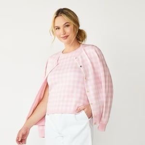 Like New - Draper James Pink Gingham Cardigan